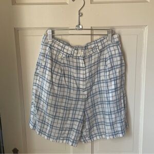 100% linen raph lauren blue and white shorts size 8